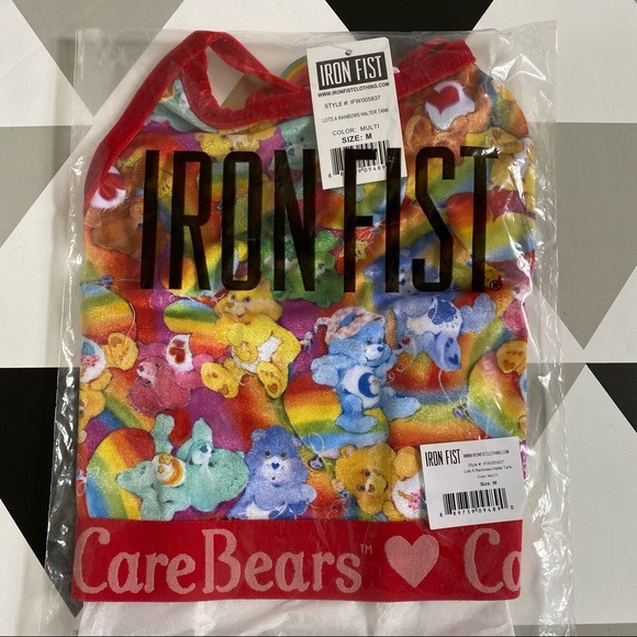 Iron Fist Velvet Care Bear Rainbow Halter Tank M NWT - Picture 2 of 8